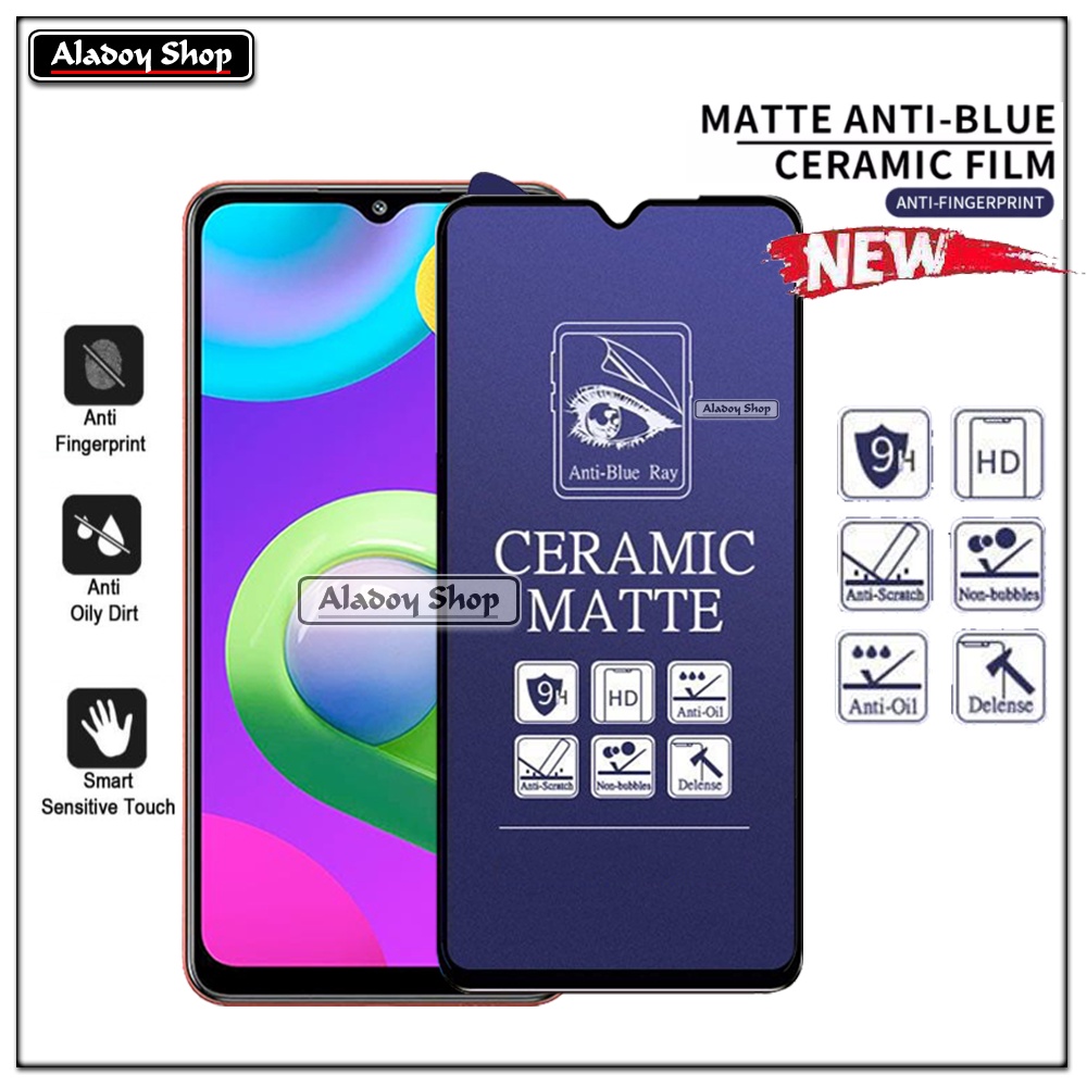 PAKET 3IN1 Anti Gores Blue Matte Anti Glare Samsung A02/M02 + Tempered Glass Camera dan Skin Carbon