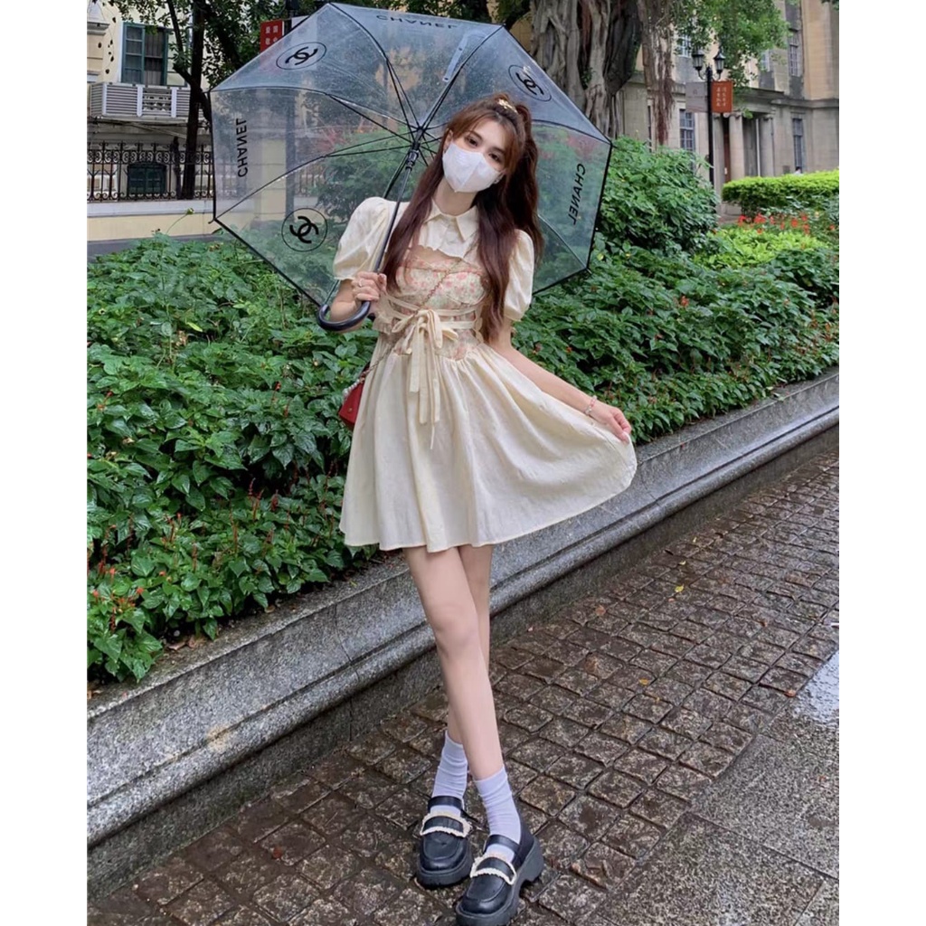 KAWAII CASUAL DRESS FLORAL TWO PIECE