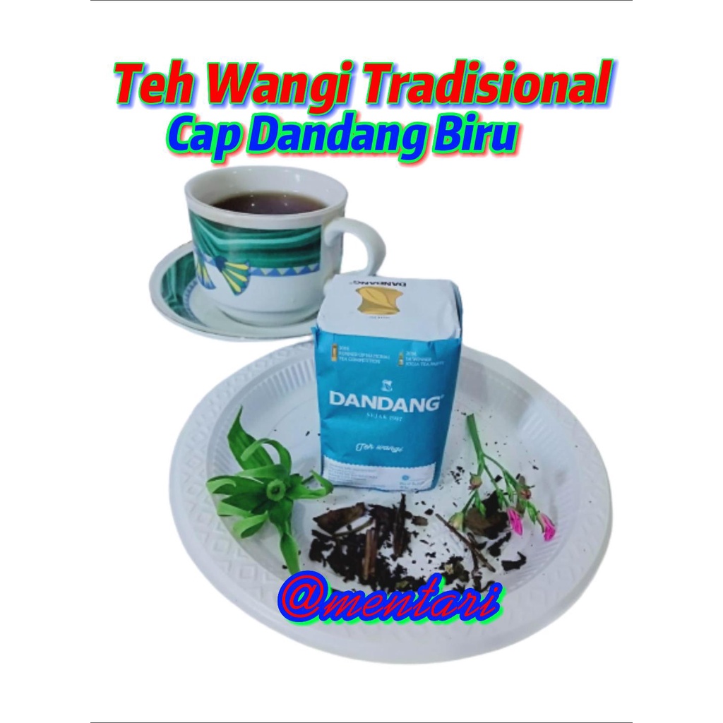 

TEH TUBRUK CAP DANDANG BIRU 50gr SEDUH SEPET WANGI MELATI LEGIT DARI PUCUK DAUN HIJAU KHAS SOLO