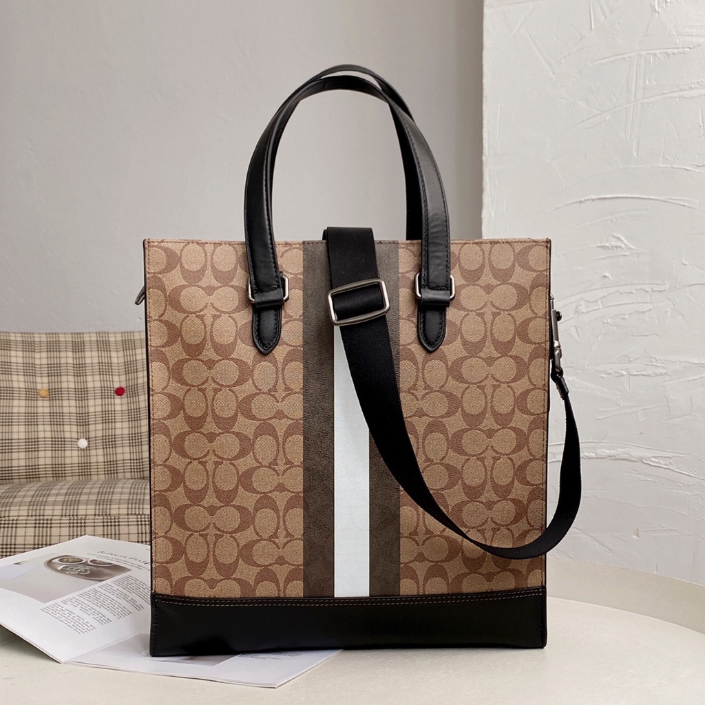 Coach 3232 6707  299  559  new men's bag VARSITY stripe GRAHAM tote bag shoulder bag messenger bag carrying briefcase  gwb