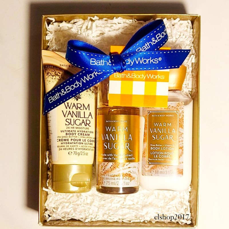 BBW WARM VANILLA SUGAR GIFT SET BATH &amp; BODY WORKS PAKET KADO BIRTHDAY HAMPERS