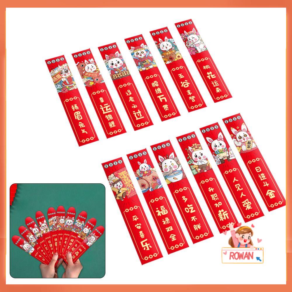 R-flower 12pcs Amplop Merah Banyak Motif Wishing Red Envelope Hadiah Tahun Kelinci Paket Merah