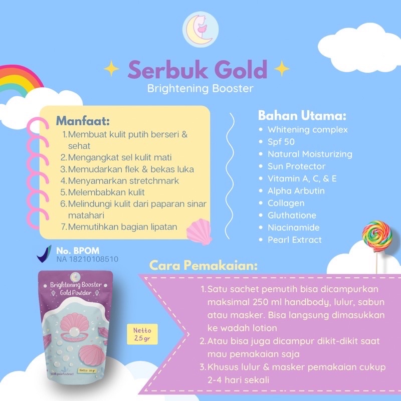READY Brightening Booster Gold Powder Serbuk Booster Whitening by Beautyinu Bibit Pemutih Setara