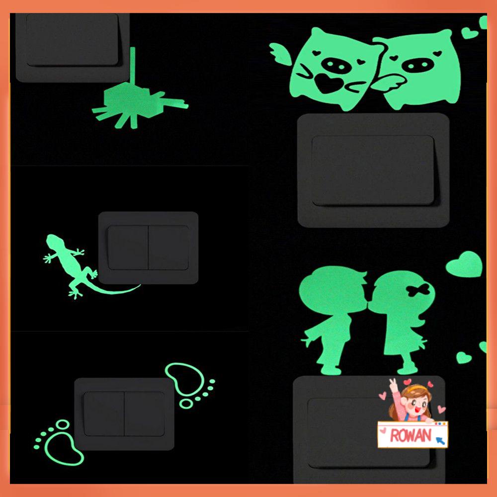 R-flower Switch Luminous Stiker Removable PVC Perekat Diri Spider Pasangan Babi Tokek Glow In The Dark