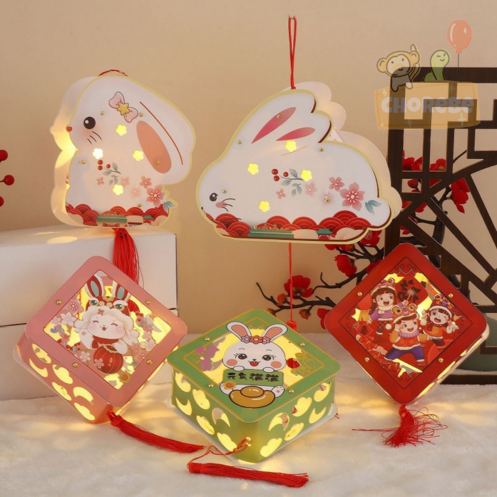 Lampion DIY Imlek Paper Lantern Tenteng Karakter Anak Kelinci Murah