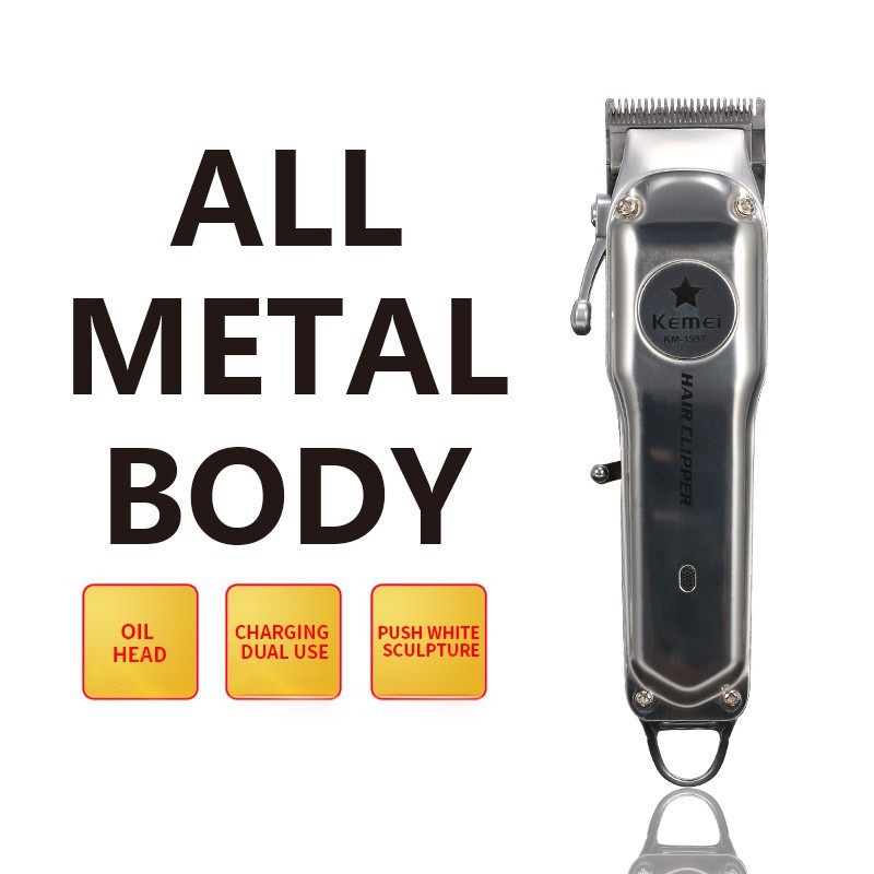 Alat Pencukur Rambut KEMEI KM-1997 - Rechargeable Professional Metal Electric Hair Clipper