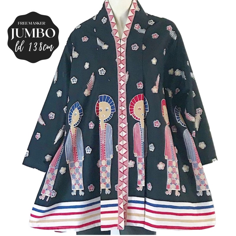 Blus Batik Super Jumbo Motif Karakter Lucu Bahan Katun Halus Solo Untuk Seragam Kantor Wanita Modern