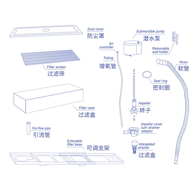 Mesin Top Filter Box Aquarium Aquascape Akuarium hemat daya