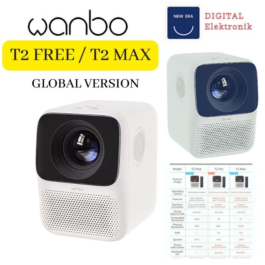 Proyektor Wanbo T2 Free / Wanbo T2 Max Proyektor Mini Global Version - WANBO T2 FREE