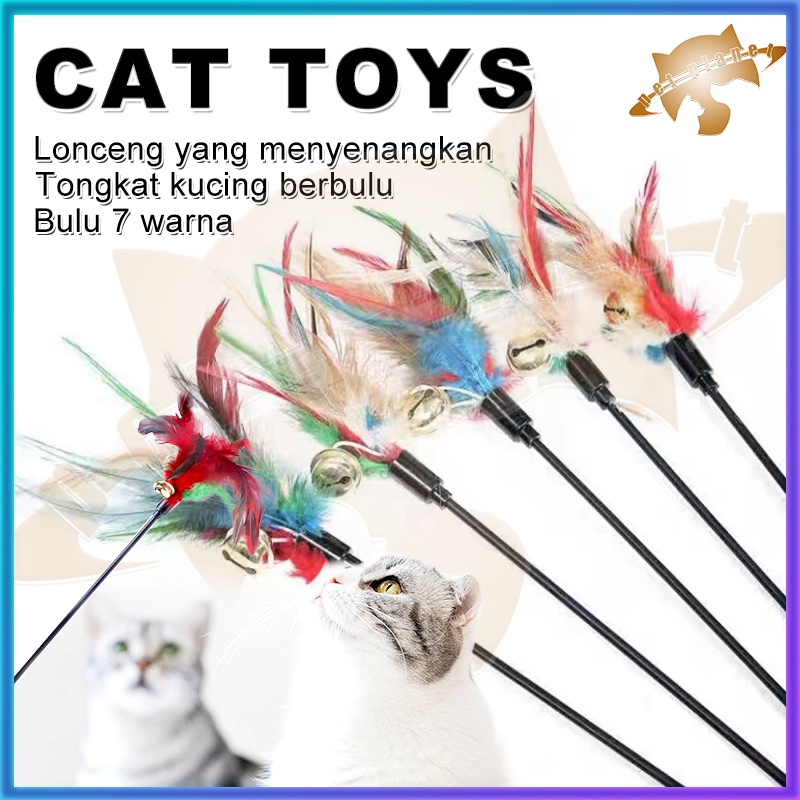 Tongkat Tikus Mainan Kucing Bulu Warna Stick Interaktif Cat Toys Mainan Hewan