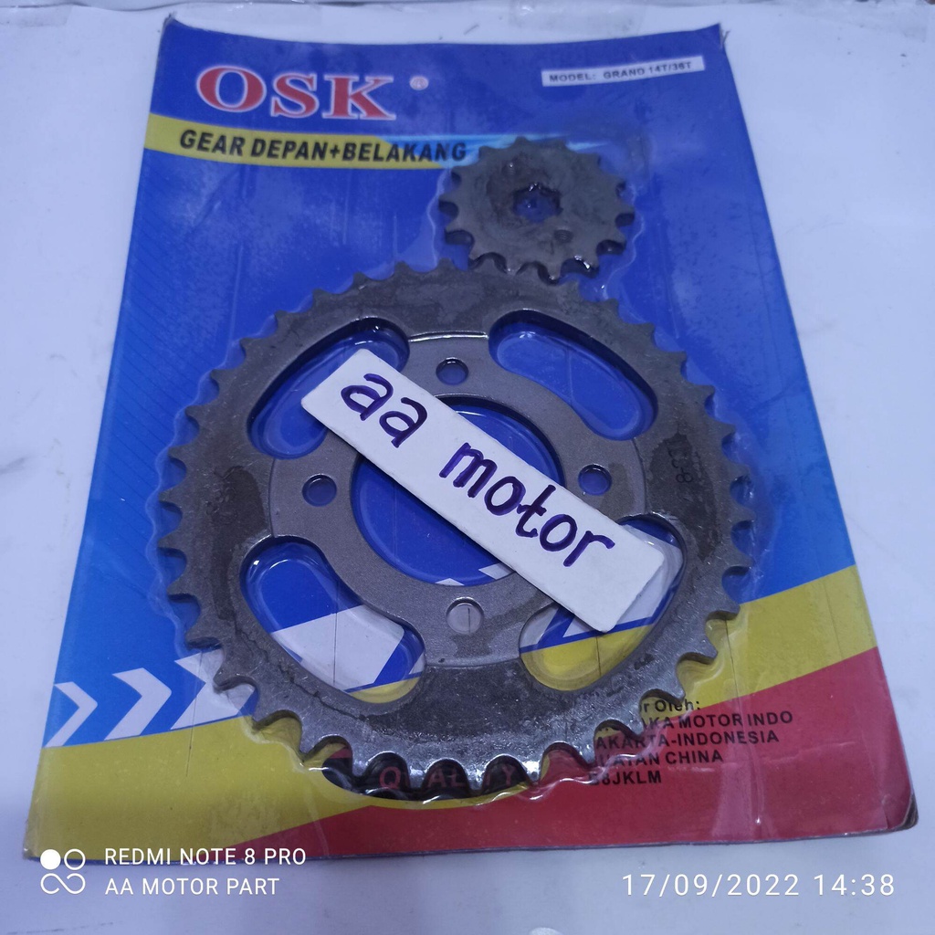 Gear Set Gir Depan 14T Belakang 36T Honda Astrea Grand Star Prima Legenda Supra X Lama Supra Fit Lam