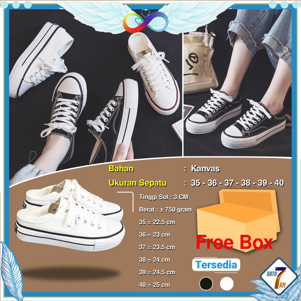 Sepatu Sneakers Wanita Wedges Fashion Korea Style Sepatu Cewek Shoes Casual Kanvas Free Box Satu7an SPT-45