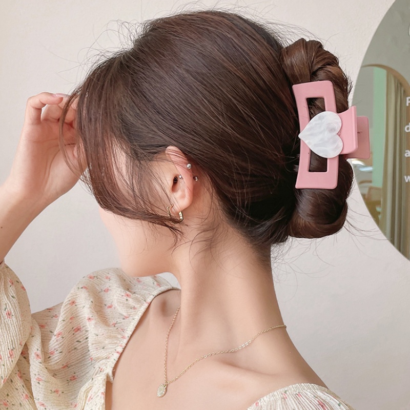 Korea Love Jepit Rambut Besar Pink Lovely Frosted Hairpin