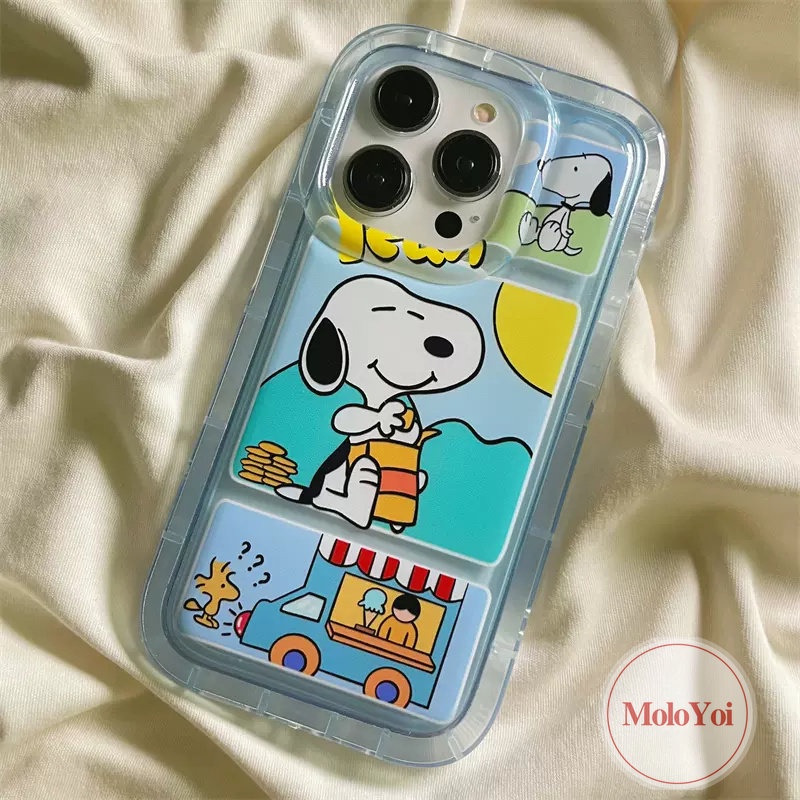 IPHONE Casing Ponsel Snoopy Kartun Lucu Kompatibel Untuk Iphone11 14 13 12 Pro MAX XR 7Plus 8Plus 78 6 6S Plus X XS MAX Bening Shockproof Transparan Airbag Lembut TPU Penutup Belakang