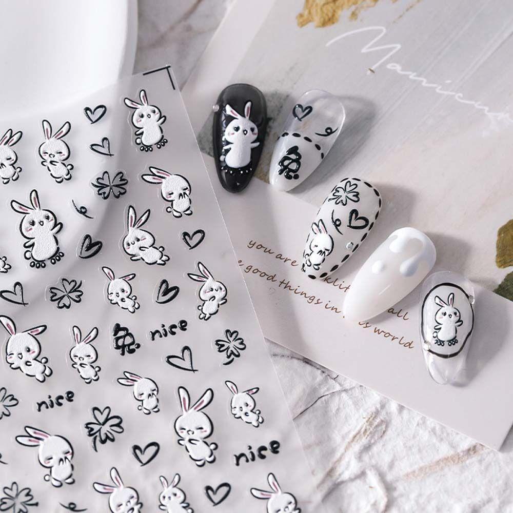 Mxbeauty Kartun Stiker Kuku Wanita Lucu Kucing Bulan Manikur Aksesoris Bear Nail Art Dekorasi