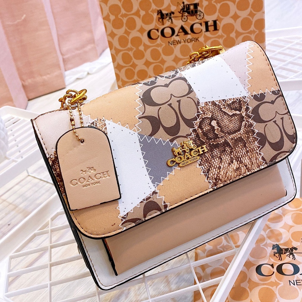 Coach Alie Shoulder Bag In  Signature Jacquard With Snake Skin (C3760)