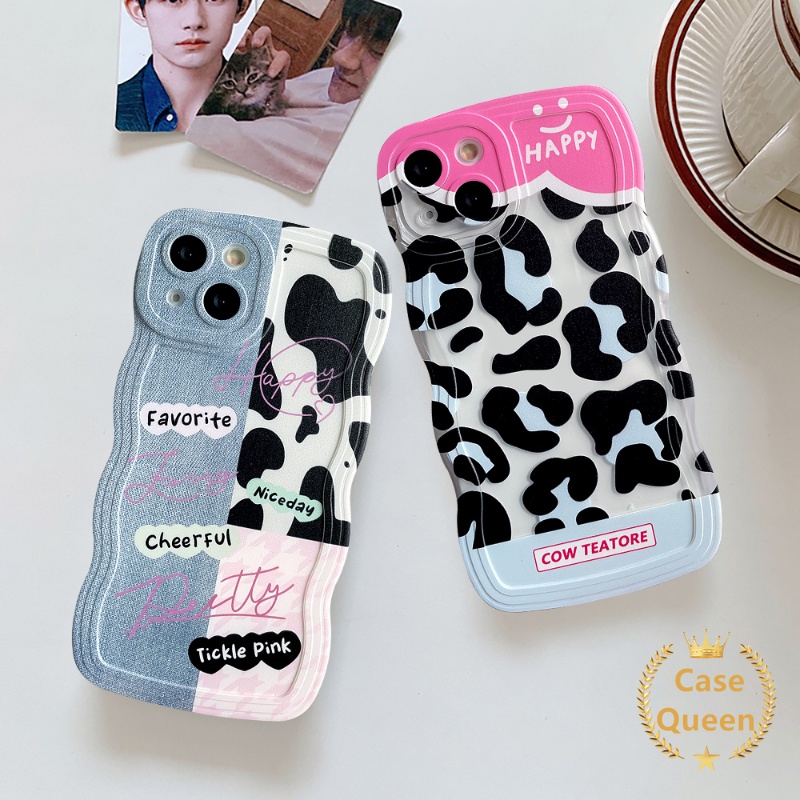 Denim Pola Splicing Leopard Motif Sapi Oppo A17 A17K A77 A57 A96 A5s A55 A76 A15 A12 A16 A54 A77s A53 A52 Reno 85f 7Z 6 A95 A16s A74 A3s A5 A9 A7 A16K A1k Wavy Edge Soft Cover