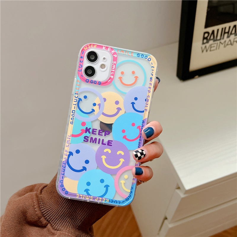 IPHONE Lucu Bayi Beruang Wajah Tersenyum Pelindung Len Casing Ponsel Kompatibel Untuk Iphone14 13 12 11 Pro Max Menebal Shockproof Lembut TPU Penutup Belakang