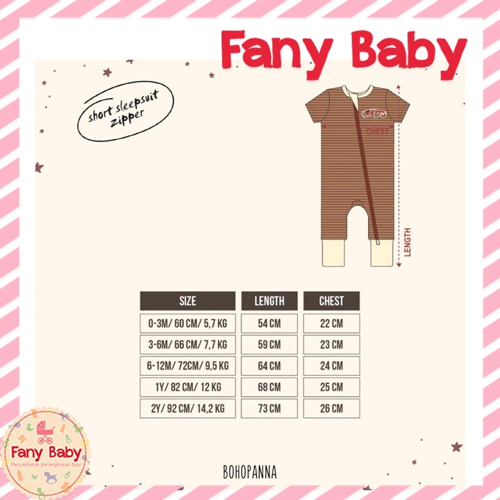 BOHOPANNA SHORT SLEEPSUIT ZIPPER