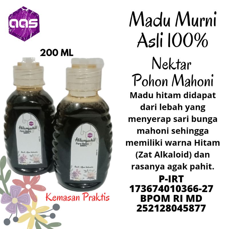 

MADU Honey Asli Alami Murni HITAM PAHIT Saripati Mahoni BPOM RI MD 200 ML Atau 260 Gram