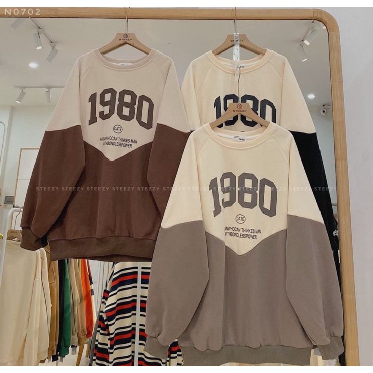 1980 DATE COMBIE OVERSIZE SWEATER CREWNECK WANITA