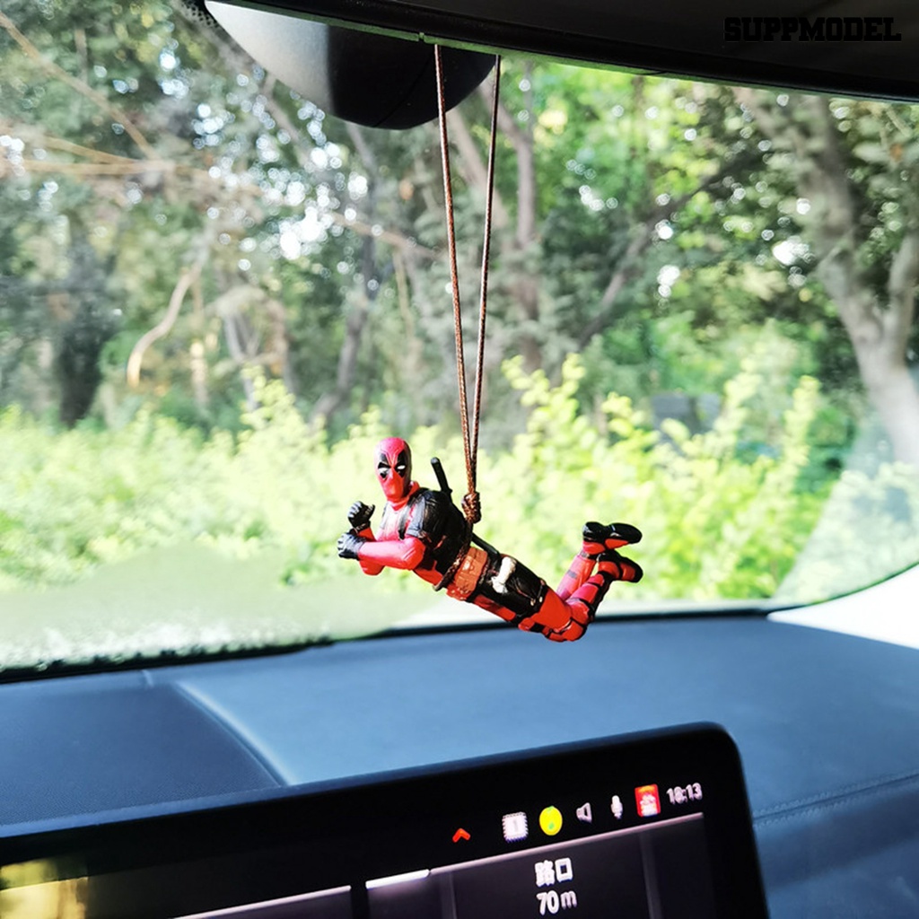 [Auto] Ornamen Boneka Deadpool Desain Ayunan Indah Chic Kartun Hias PVC Deadpool Hiasan Gantung Mobil Untuk Mobil