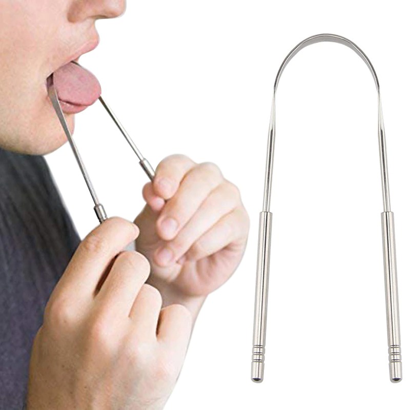 PEMBERSIH LIDAH STAINLESS STEEL TONGUE SCRAPER L01 SILVER