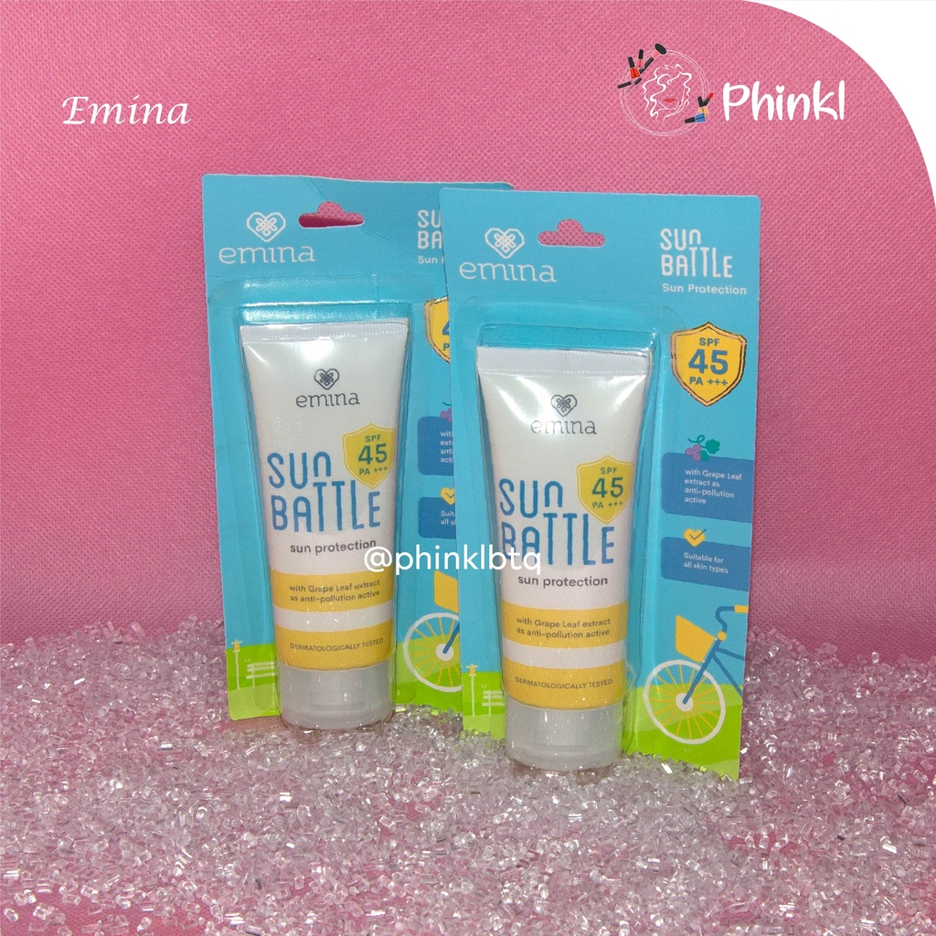 `ღ´ PHINKL `ღ´ ╰☆☆ 𝔢мιℕά ☆☆╮ Emina Sun Battle SPF 45PA+++ sunscreen anti UVA UVB sinar matahari