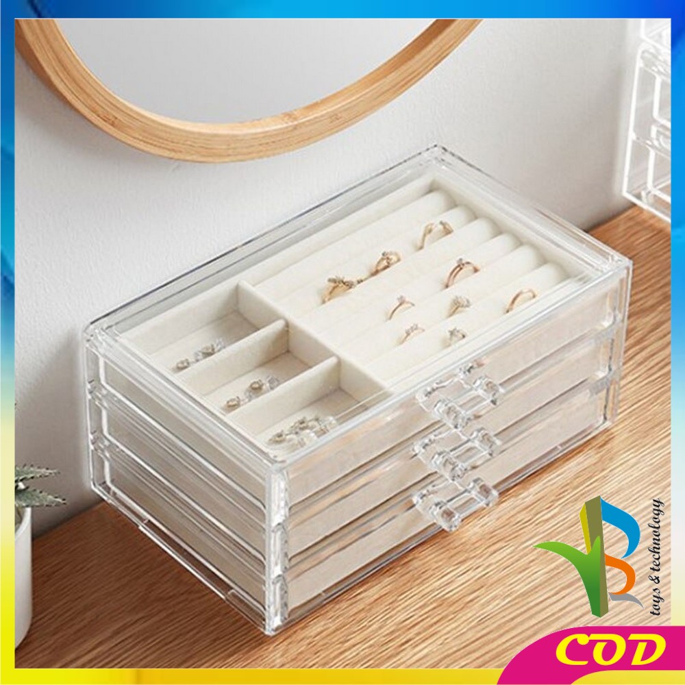 RB-K21 Rak Perhiasan 3 Laci Jewelry Box Organizer Rak Penyimpanan Kalung / Cincin / Gelang