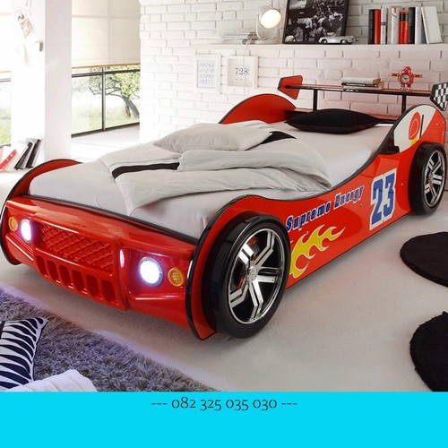 Tempat Tidur Karakter Mobil Minimalis, Single Bed Anak Cewe Murah