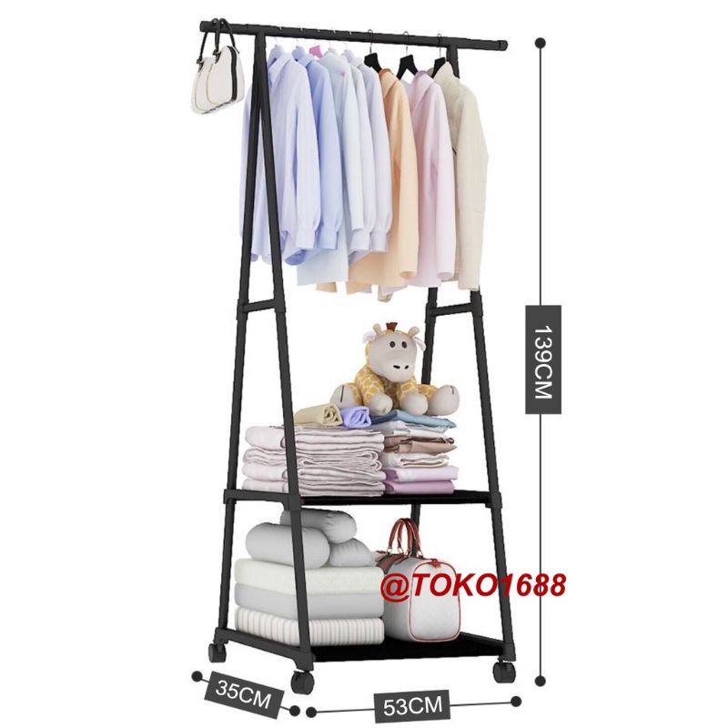 Rak Triangle Stand Hanger Clothes Rack Tempat Gantung Pakaian