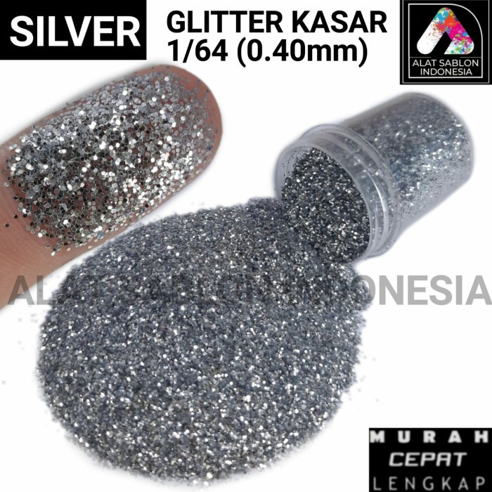 

SILVER GLITTER KASAR BUBUK GLITER 1KG 1/64