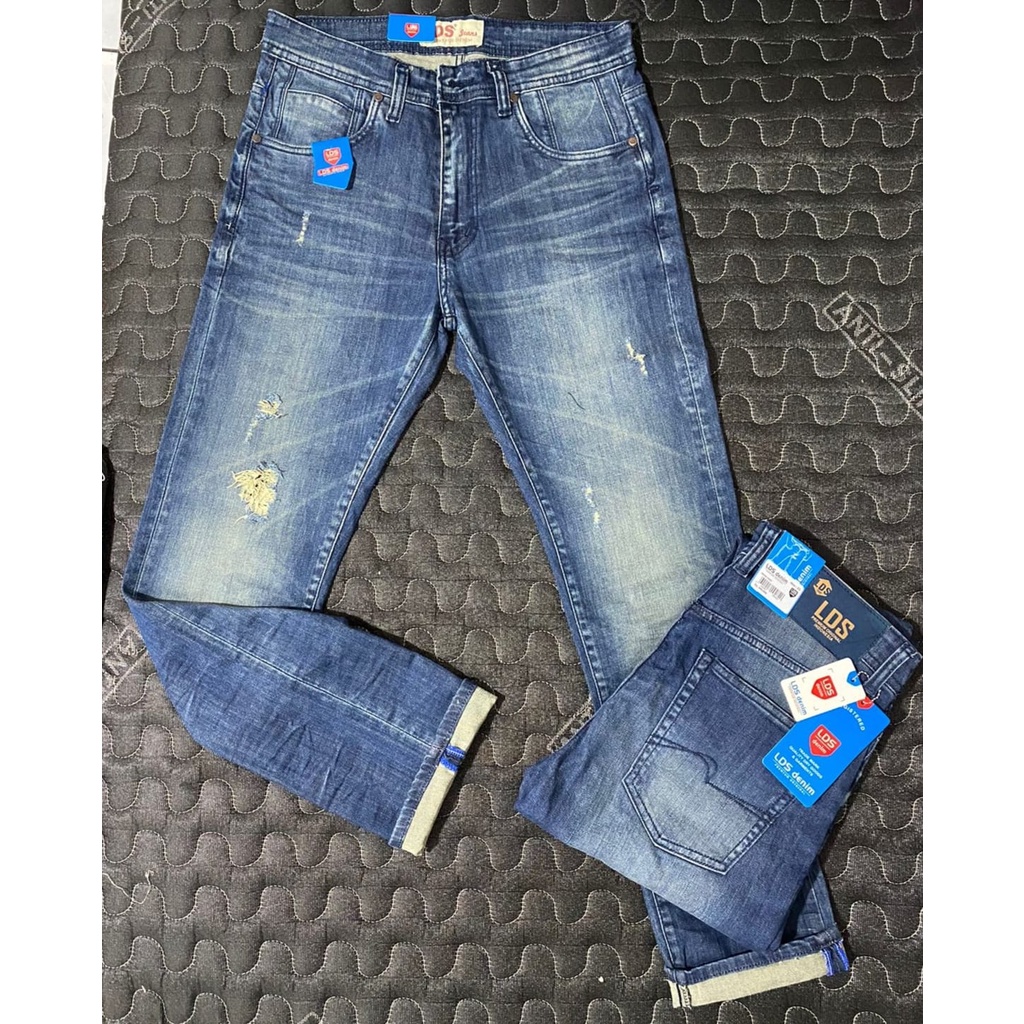 celana jeans pria LDS slimfit distro terbaru model sobek