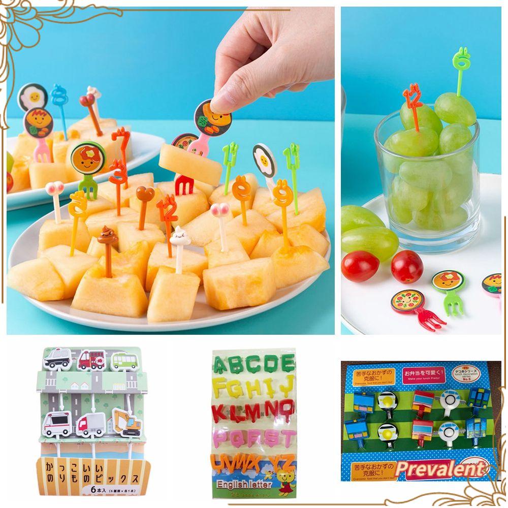 Preva12 /16 /20 /48 /52/pcs Garpu Buah Mini Anak Snack Kue Bekal Dekorasi Pesta Tusuk Gigi