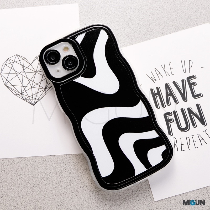 New! Wavy Zebra Moo - Softcase Fullcover for iPhone 7 8 SE2020 7+ 8+ X XS XR XSMAX 11 11PRO 11PROMAX 12 13 PRO PROMAX 14 14PLUS 14PRO 14PROMAX