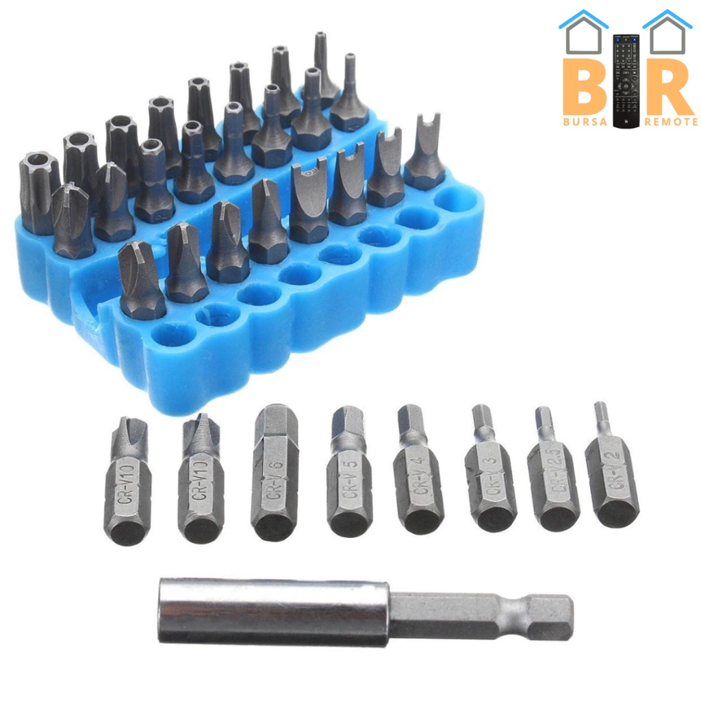 33Pcs Bit Set Hex Screw Driver Bit dengan Dudukan Magnet Obeng Bit Set SET MATA OBENG HEX SCREW DRIVER