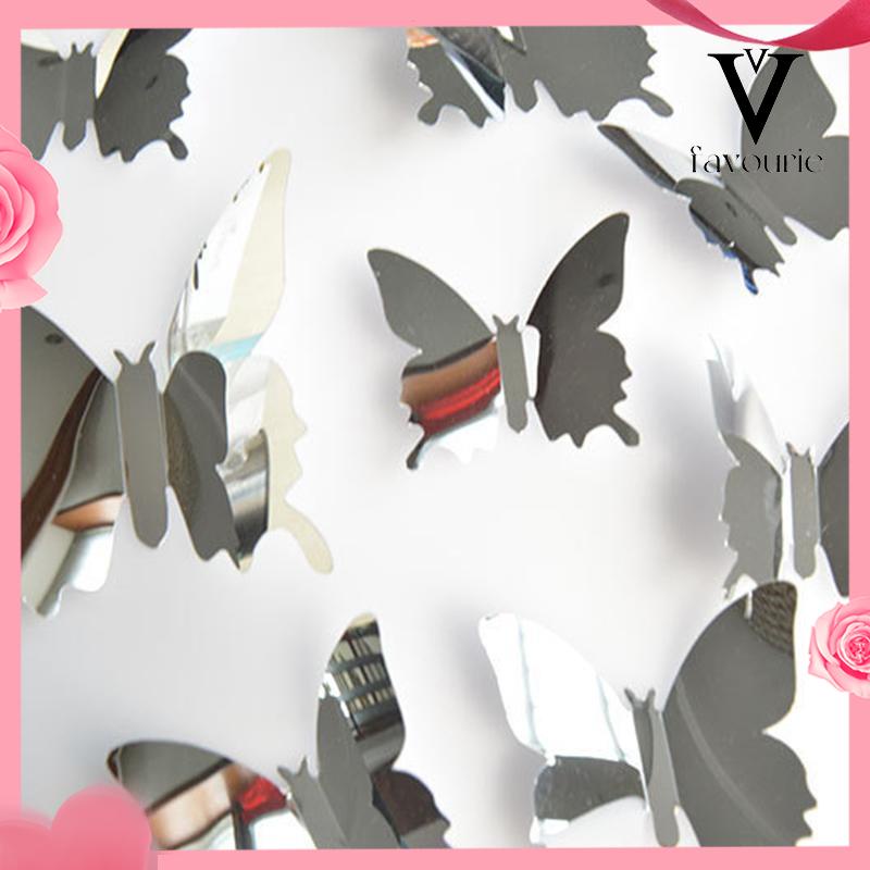 CODTiga -Dimensi Pet Mirror 3D Butterfly Wall Sticker Stiker Ruang Tidur Ruang Ruang Ruang Belajar Studi-FA