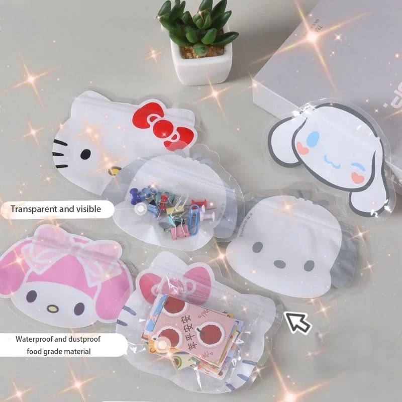 5pcs Anime Kartun Disegel Tas Perhiasan Mainan Kecil Paket Penyimpanan Tahan Lembab Tahan Air Paket Snack Permen Biskuit Bungkus Kantong