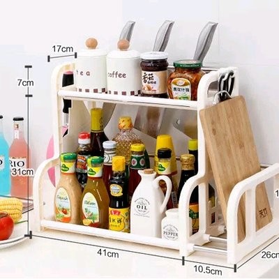 Rak 7004 Rak Bumbu Dapur Plastik Dua Susun + Tempat Talenan - Pisau Panci