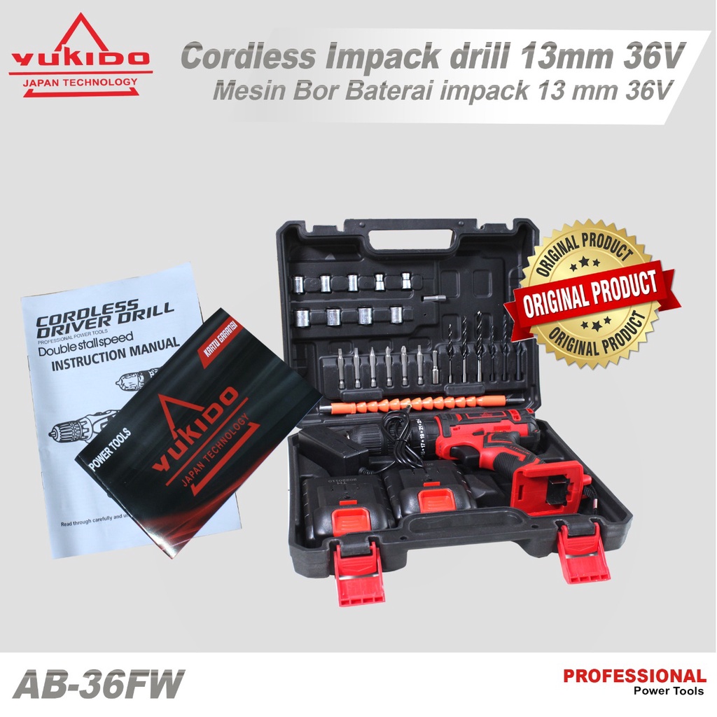 BISA COD! 36vf Mesin bor 2baterai cas 10mm bor listrik murah bor tangan baterai besi tembok Beton kayu - Cordless Drill bor cas with 2 baterai/kasus/charger bor impact baterai