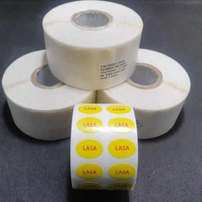 

STIKER LASA KUNING OVAL 15X10mm isi 5000 pcs in ROLL