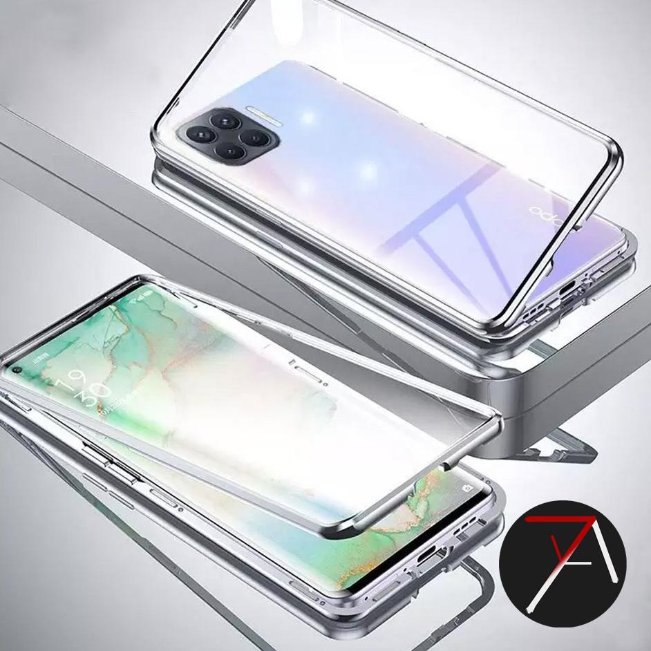 Oke Price.. Oppo Reno 4F Reno4F Double Side Glass Magnetic Case Cover Casing Depan Belakang