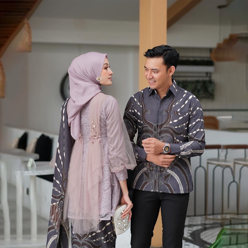 NAYAKA BATIK - Batik Couple Kebaya Modern Baju Couple Pasangan Jovita Set Tunik Kebaya Kondangan Lamaran Wisuda Terbaru Kebaya Brukat Tulle Mutiara