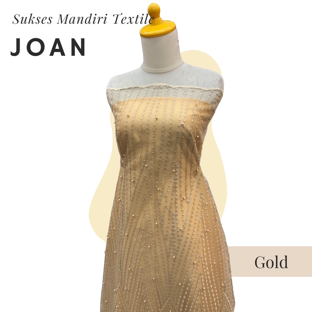 [JOAN] Brokat Tulle Mutiara Garis Vertikal Gold, Harga per 1/2 meter = 50 cm BAHAN KAIN BRUKAT TILE 