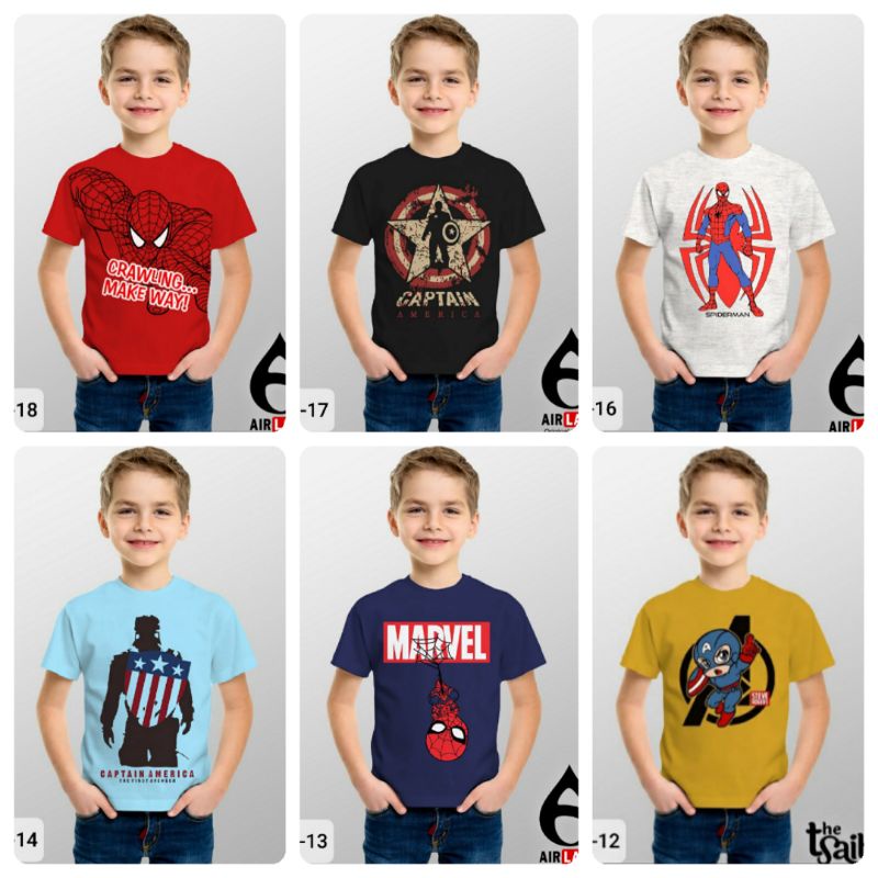 kaos distro anak umur 1-8 tahun motif superhero kualitas premium part 3