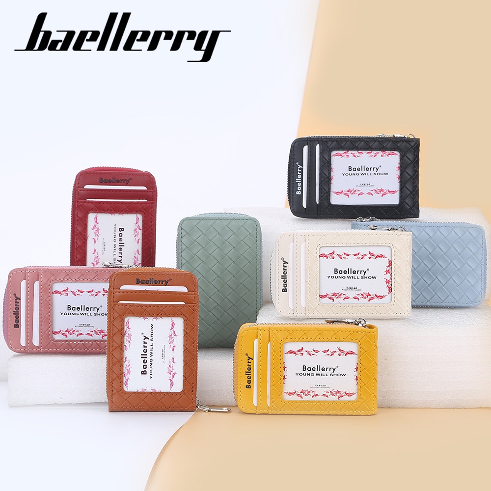 ORIGINAL IMPOR BAELLERRY N8103 DOMPET KARTU DAN UANG MINI RFID MOTIF ANYAM