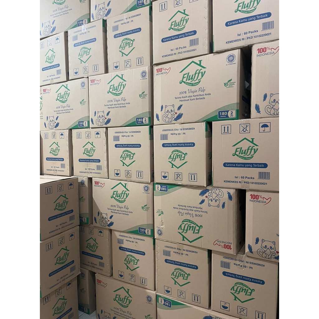 TISU FLUFFY 180 SHEETS 2 PLY TISU WAJAH FACIAL TISSUE PROMO