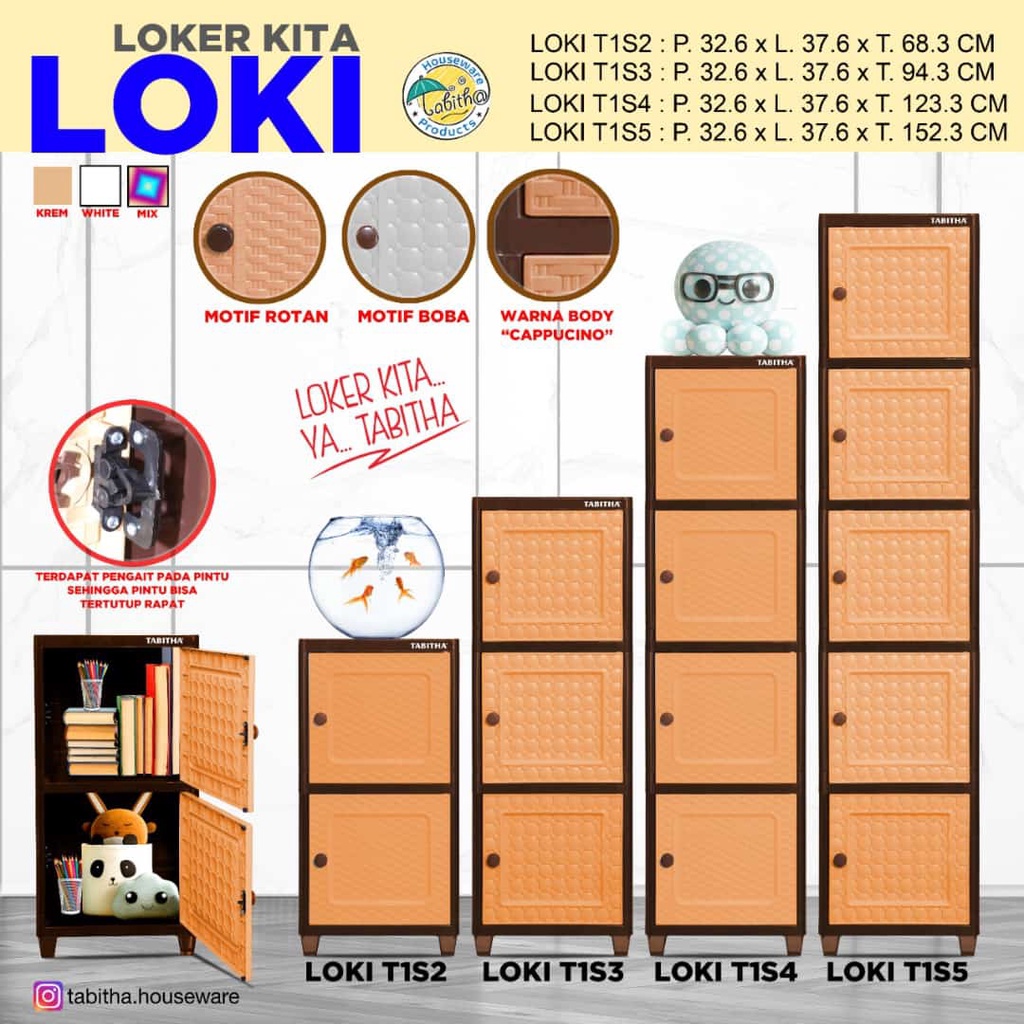 Awet Loki Susun 4 Lemari Laci Loker Plastik Baju 4 Susun Tabitha Serbaguna Minimalis