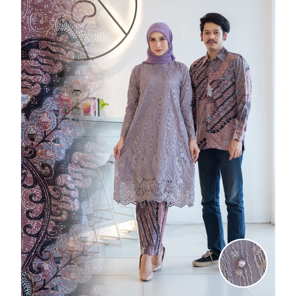 Setelan Kebaya Tunik Batik Couple Modern Terbaru Outfit Pasangan by Rira