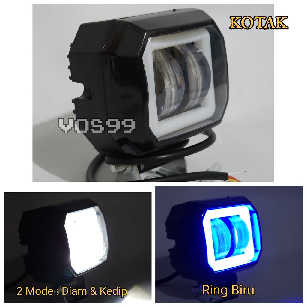 LAMPU TEMBAK DAYMAKER 2 LENSA LED MODEL KOTAK &amp; BULAT COLOR WHITE BLUE